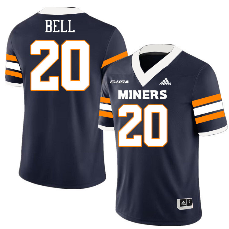 #20 Josh Bell UTEP Jersey,UTEP Miners College Football Jersey,Uniforms-Navy